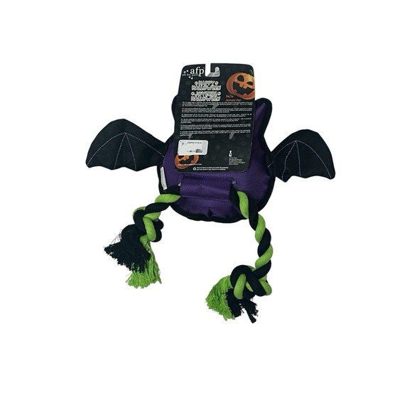 New afp All For Paws Halloween Dog Toy Bat with Rope Squeaker Push Outdoor‎ - Picture 2 of 8